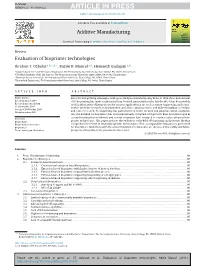 Evaluation of Bioprinter Technologies
