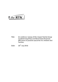 Family Group Conferencing Summary