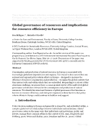 Global Governance of Resources and Implications for Resource Efficiency in Europe