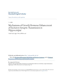 Mechanisms of Growth Hormone Enhancement of Excitatory Synaptic Transmission in Hippocampus Ghada Saad Zaglool Ahmed Mahmoud