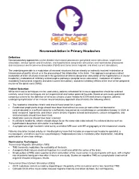 Neuromodulation in Primary Headaches