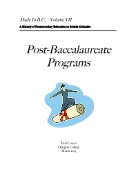 Post-Baccalaureate Programs