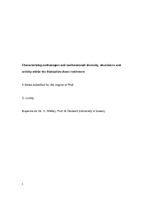 Characterizing Methanogen and Methanotroph Diversity, Abundance and Activity Within the Hampshire-Avon Catchment