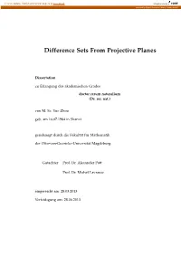 Difference Sets from Projective Planes