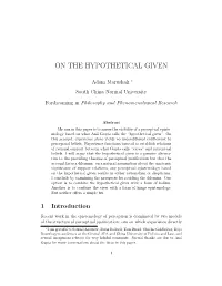 On the Hypothetical Given