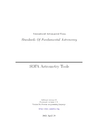 Standards of Fundamental Astronomy; SOFA Astrometry Tools