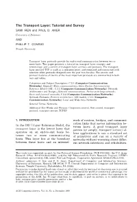 The Transport Layer: Tutorial and Survey SAMI IREN and PAUL D