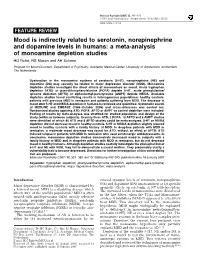 A Meta-Analysis of Monoamine Depletion St