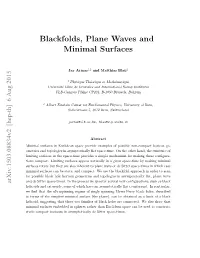Blackfolds, Plane Waves and Minimal Surfaces