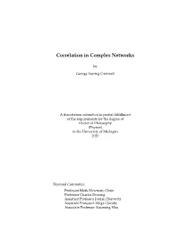 Correlation in Complex Networks