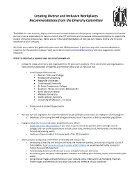 Creating Diverse and Inclusive Workplaces Recommendations from the Diversity Committee