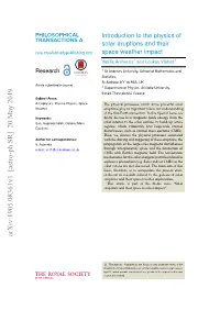 Introduction to the Physics of Solar Eruptions and Their Space Weather Impact