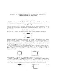 LECTURE 13: REPRESENTABLE FUNCTORS and the BROWN REPRESENTABILITY THEOREM 1. Representable Functors Let C Be a Category. a Funct