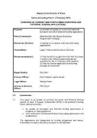 Overview of Current and Forthcoming European and External Funding Applications. PDF 89 KB
