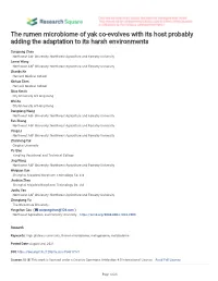 The Rumen Microbiome of Yak Co-Evolves with Its Host Probably Adding the Adaptation to Its Harsh Environments