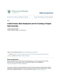 Black Readjusters and the Founding of Virginia State University