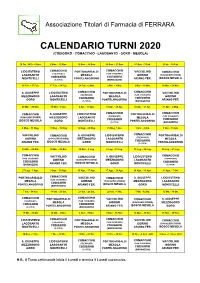CODIGORO 2020 Etc Modello TURNI
