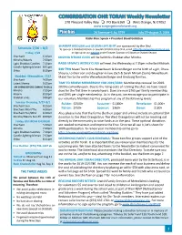 CONGREGATION OHR TORAH Weekly Newsletter