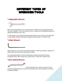 Different Types of Wrenches/Tools
