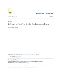 Fallacies in the Case for the Bricker Amendment Brunson Macchesney