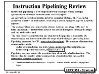 Instruction Pipelining Review