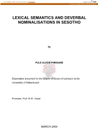 Lexical Semantics and Deverbal Nominalisations in Sesotho