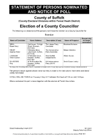Statement of Persons Nominated & Notice Of