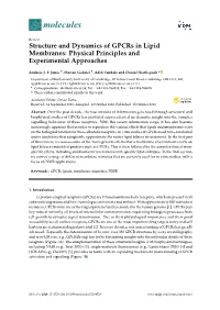 Structure and Dynamics of Gpcrs in Lipid Membranes: Physical Principles and Experimental Approaches
