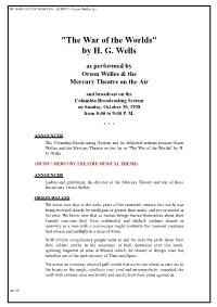 THE WAR of the WORLDS - SCRIPT - Orson Welles & T