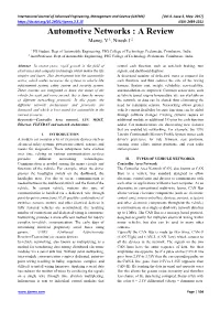 Automotive Networks : a Review Manoj