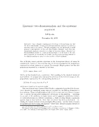 Epistemic Two-Dimensionalism and the Epistemic Argument