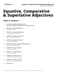 Equative, Comparative & Superlative Adjectives