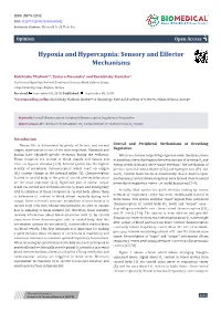 Hypoxia and Hypercapnia: Sensory and Effector Mechanisms