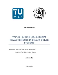 Liquid Equilibrium Measurements in Binary Polar Systems