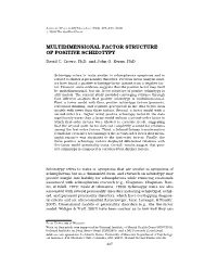 Multidimensional Factor Structure of Positive Schizotypy