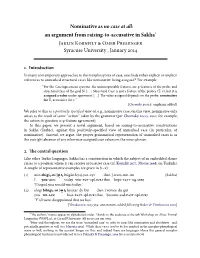 Nominative As No Case at All: an Argument from Raising-To-Accusative in Sakha* JZŽ†• K™§•€†± B O“U§ P§U“†•U§ Syracuse University , January Óþõ¦