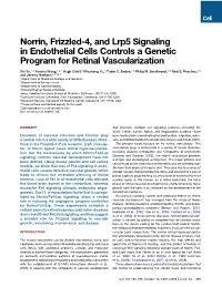 Norrin, Frizzled-4, and Lrp5 Signaling in Endothelial Cells Controls a Genetic Program for Retinal Vascularization