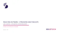 Streaming and Podcasts Luke Lasater – Integrated Systems Designer