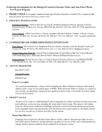 Technology Development for the Biological Control of Invasive Native and Non-Native Plants New Project Proposal