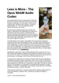Webm Audio Codec