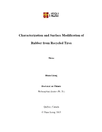 Characterization and Surface Modification of Rubber From