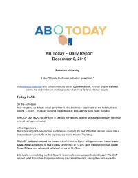 Daily Report December 6, 2019