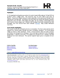 Highlights a 7.8 Magnitude Earthquake Occurred on the Central