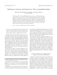 Rumination, Emotion, and Forgiveness: Three Longitudinal Studies