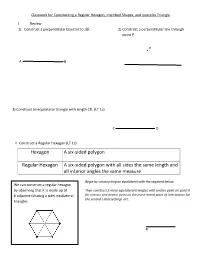 Day 7 Classwork for Constructing a Regular Hexagon