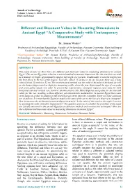 Different and Dissonant Values in Measuring Dimensions in Ancient Egypt “A Comparative Study with Contemporary Measurements”