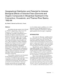 Geographical Distribution and Potential for Adverse Biological Effects of Selected Trace Elements and Organic Compounds in Strea