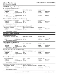 Library Weeding Log Martin Luther King Jr