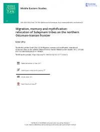 Migration, Memory and Mythification: Relocation of Suleymani Tribes on the Northern Ottoman–Iranian Frontier