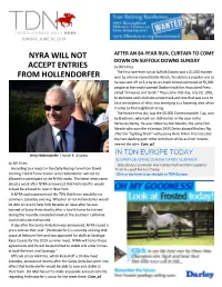 NYRA Will Not Accept Entries from Hollendorfer Cont